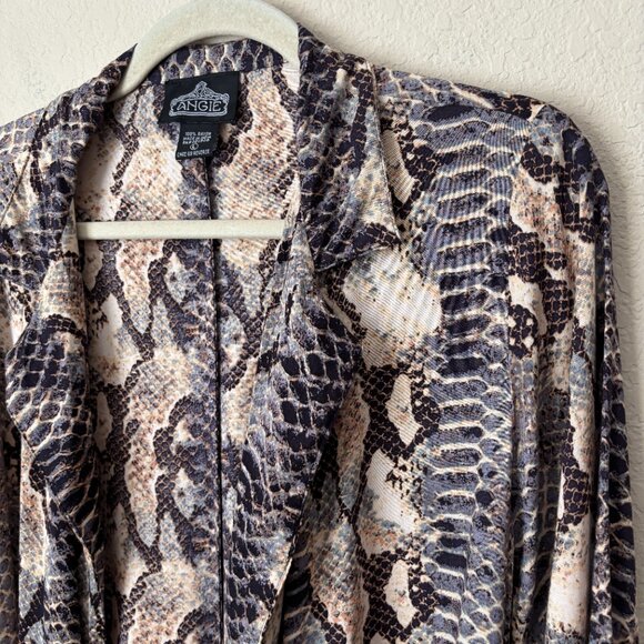 Angie Boho Reptile Print Longline Cardigan Jacket Duster - Picture 5 of 13